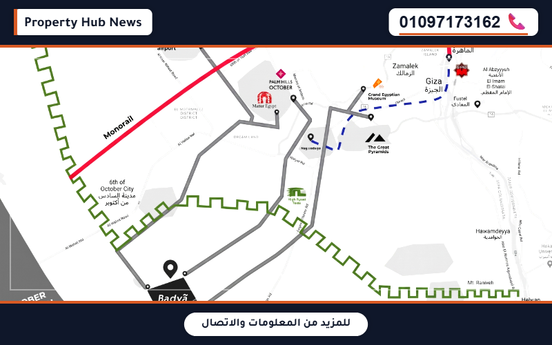 موقع كمبوند بادية بالم هيلز أكتوبر الاستراتيجي